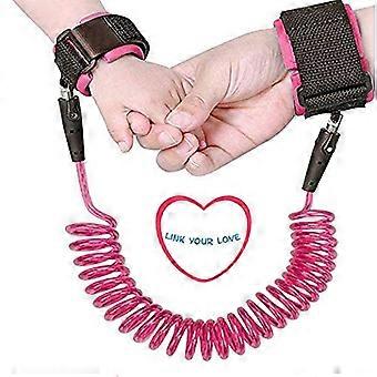 anti tapt sikkerhet håndledd lenke barnesikkerhet sele stropp tau bånd gå håndbelte band armbånd (1,5 m rosa)