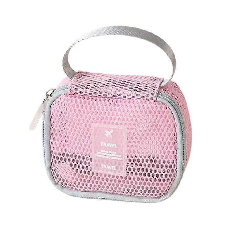 Mesh Multi-Functional Cosmetic Bag, Spec: Square Pink