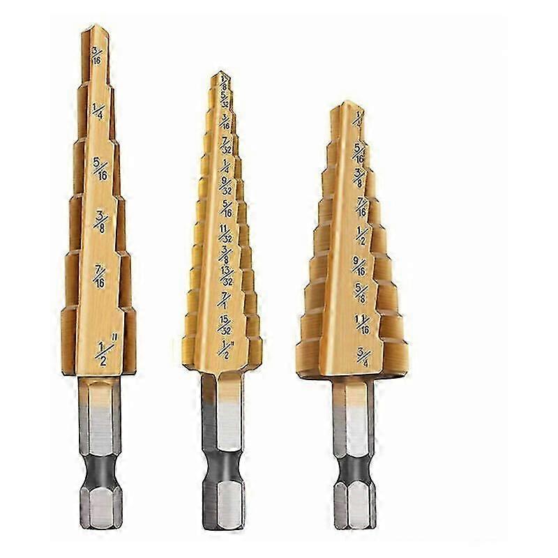 3pcs Cloth Bag Handle Hexagonal Pagoda Drill Bit Step Drill