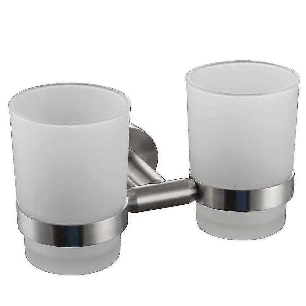 Wall-mounted double toothbrush holder, brushed surface, practical for bathroom storage