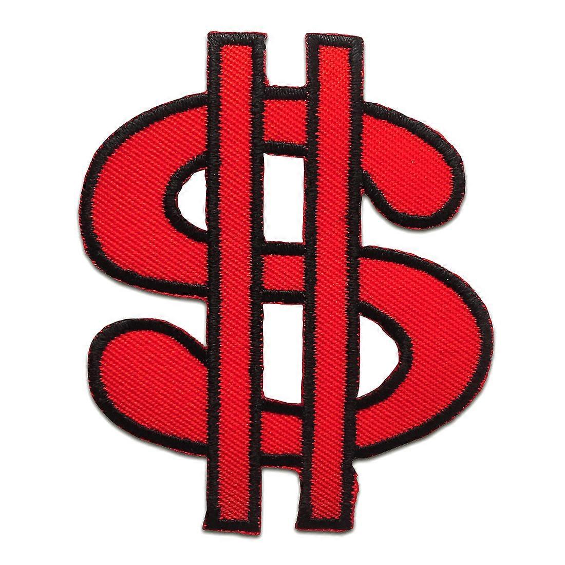 Patch / Iron-on Patch Dollar Symbool Geld Rood 7.5x6.1cm Patch Iron On Patch