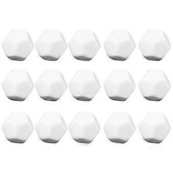 15 Pack 22MM Blank White Dice Set Acrylic Rounded D12 Dice Cubes compatible withGame,Fun,DIY Sticker and Math Teaching