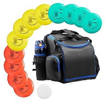 Juego de disc golf, 12 discos voladores para principiantes, con putter, driver de rango medio y mini marcador.