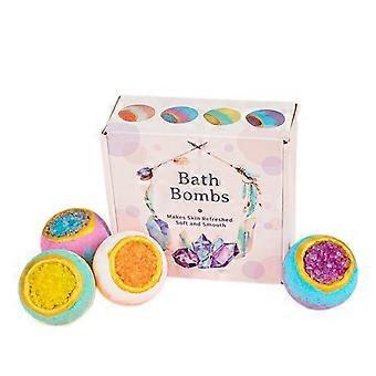 100g*4 sais de banho de cristal em formato de tigela, pacote com 12 unidades, bolas de sal de banho fritas, bolas de banho com óleo essencial de flores secas, sais de banho esfoliantes, carvão ativado