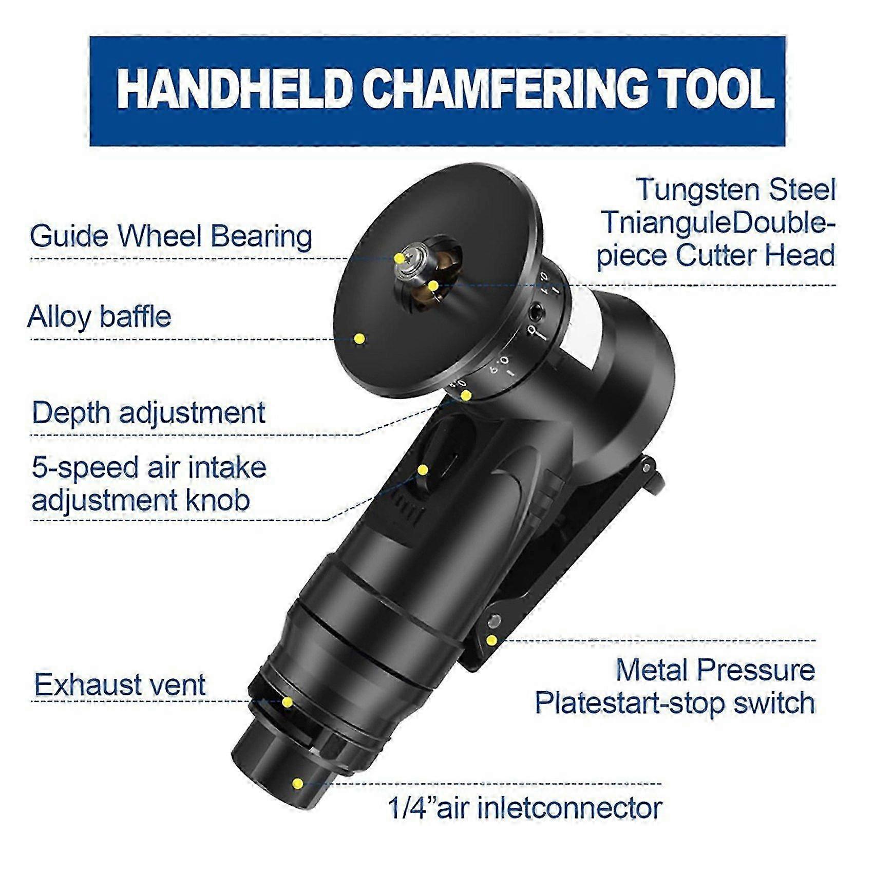 2X Pneumatic Chamfering Tool, 45 Degree Metal Deburring Trimming Chamfering Machine