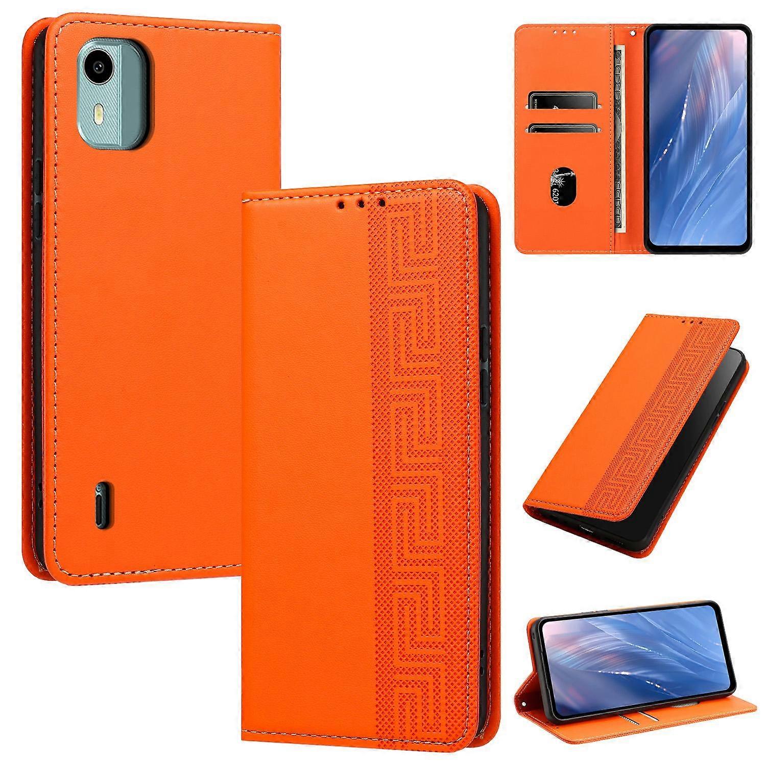 Embossed Meander Pattern RFID Vegan Leather Phone Case