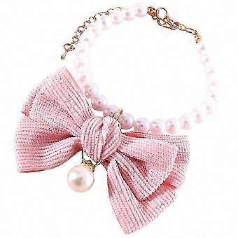 Decorative Bowknot Cat Collar, Pink Pearl for Pets
