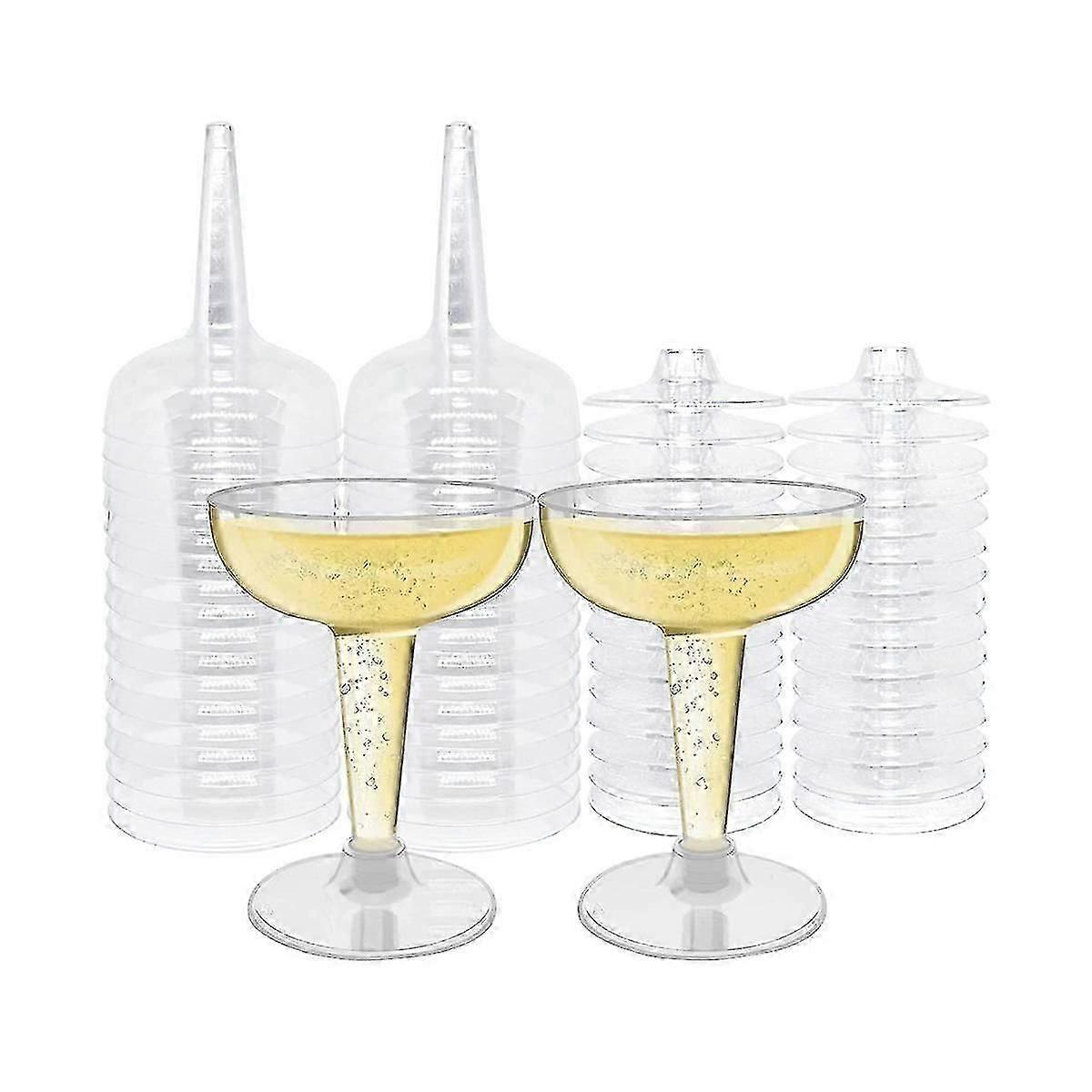 4oz 50 Pack Disposable Stemmed Plastic Goblets Stackable Martini Cocktail Glasses for Parties