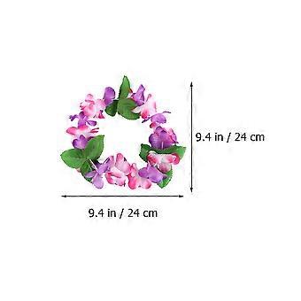 6pcs Colorful Hawaiian Flower Wreath Headband Headdress Hawaii Luau Tropical Wreath Headpiece Party Supplies (Random)