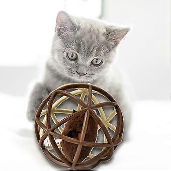 Pet Cat Prisoner Mouse Ball Puzzle Toy Sisal Ball Funny Cat Molars Claw(Rice Coffee Color)