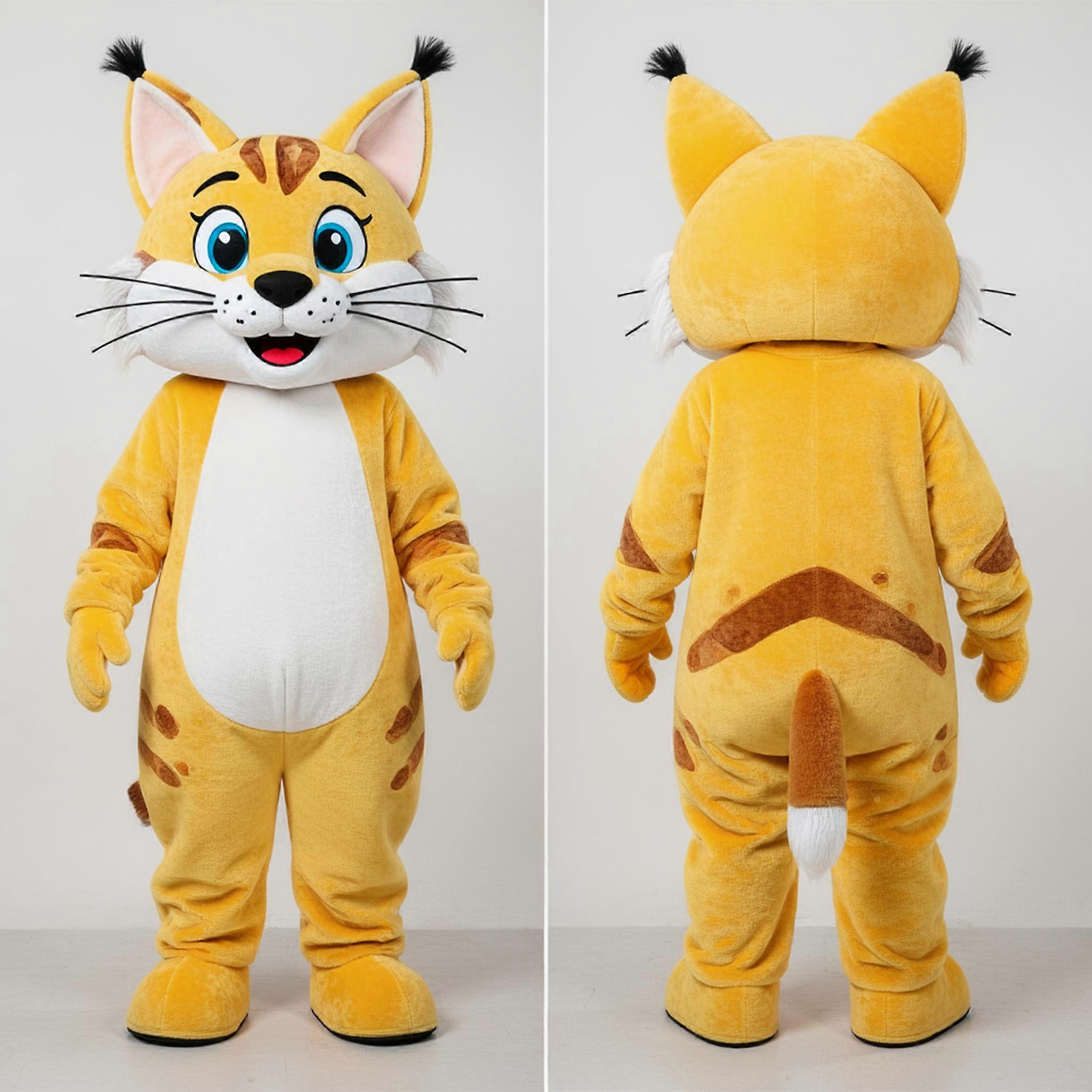 MASTICOT Golden Yellow Expressive Lynx Mascot