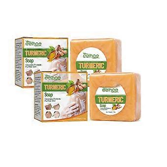 2X Turmeric Soap Face Cleansing Anti Acne Skin Brighten Remove Pimples Dark Spot