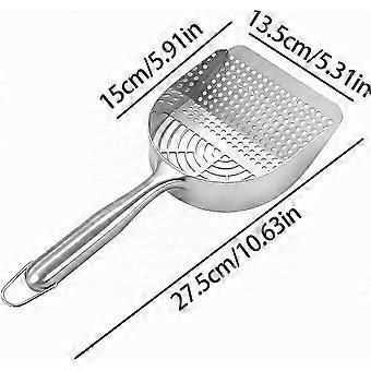 Stainless Steel Cat Litter Scoop, Double Sieve 4mm/10mm, Save Litter, Hygienic Cleaning, Deep Angled Head, 28cm Non-Slip Curved Handle, Compatible wit
