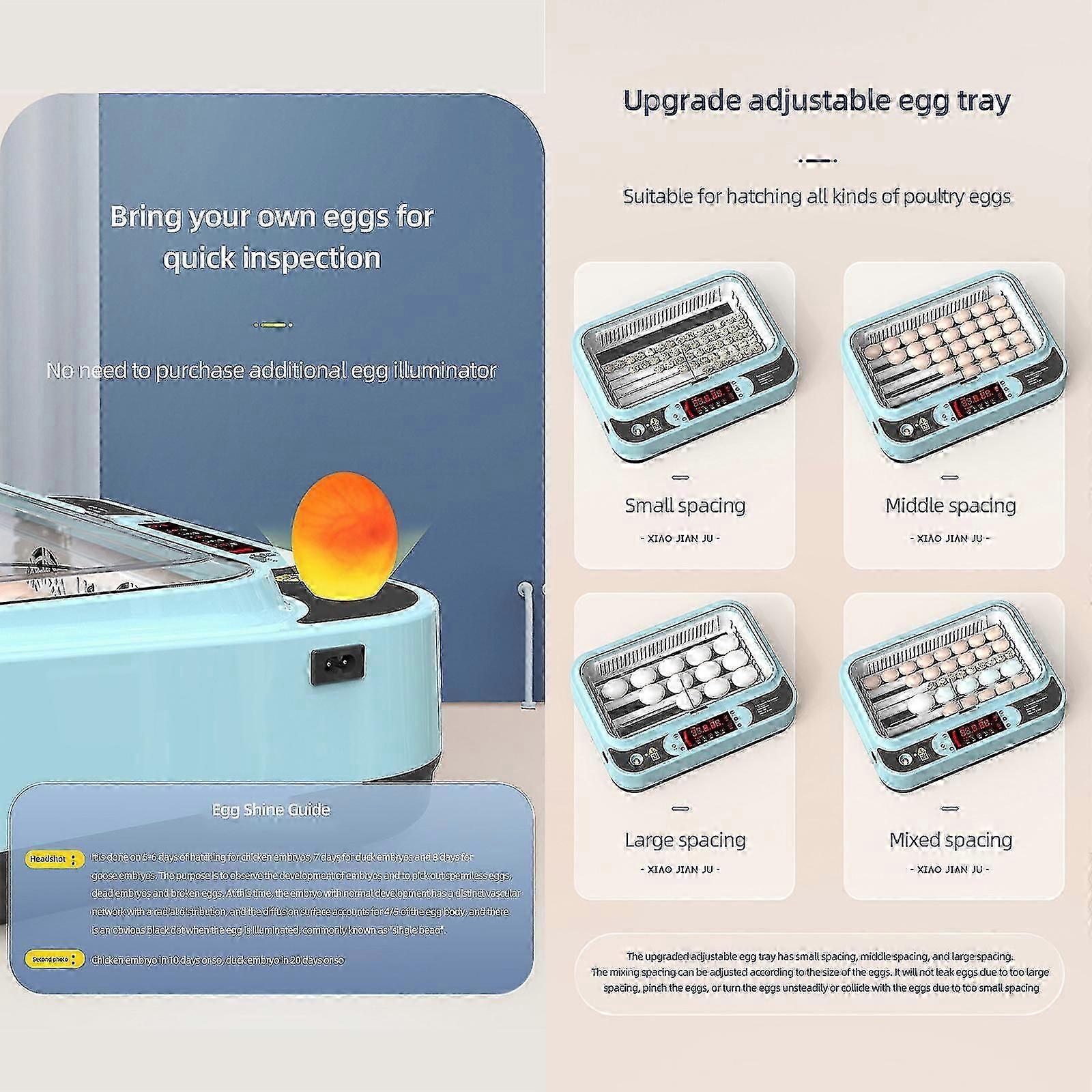 Automatic Egg Incubator, Poultry Hatching Machine With Egg Turn & Temp Control & Led -New-9-1
