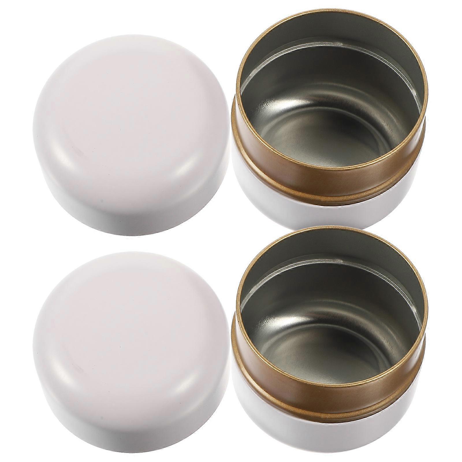 Practical Tea Leaf Sealed Jar for Storage 2Pcs White Tinplate Container