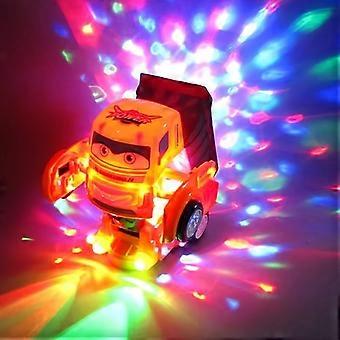 Deformation Toy Robot Truck 2-in-1, Battery Powered Bump and Go Construction Vehicle with 3D Colorful Lights and Melodies for Kids