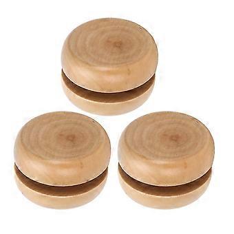 3-Piece Handcrafted Wooden Yo-Yo Set Natural Wood Finish DIY Yo-Yo Wooden Toy for Boys and Girls