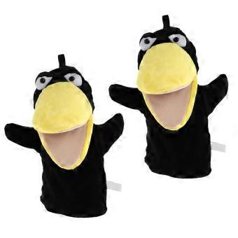 2Pcs Plush Crow Hand Puppets for Kids Storytelling and Imaginative Play
