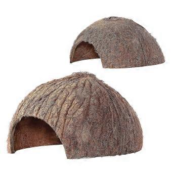 Coconut Shell Hide for Small Animals, Reptiles, Lizards, Spiders, Snails, 2-Pack Stress Reduction_lyu
