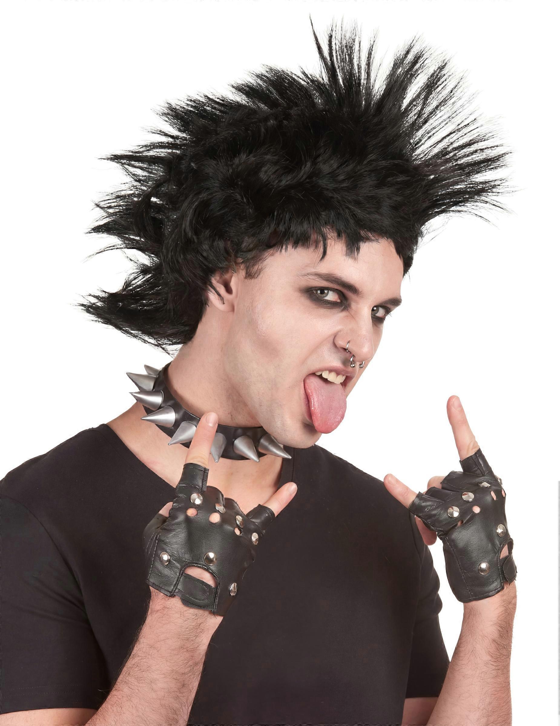 Black punk wig for men