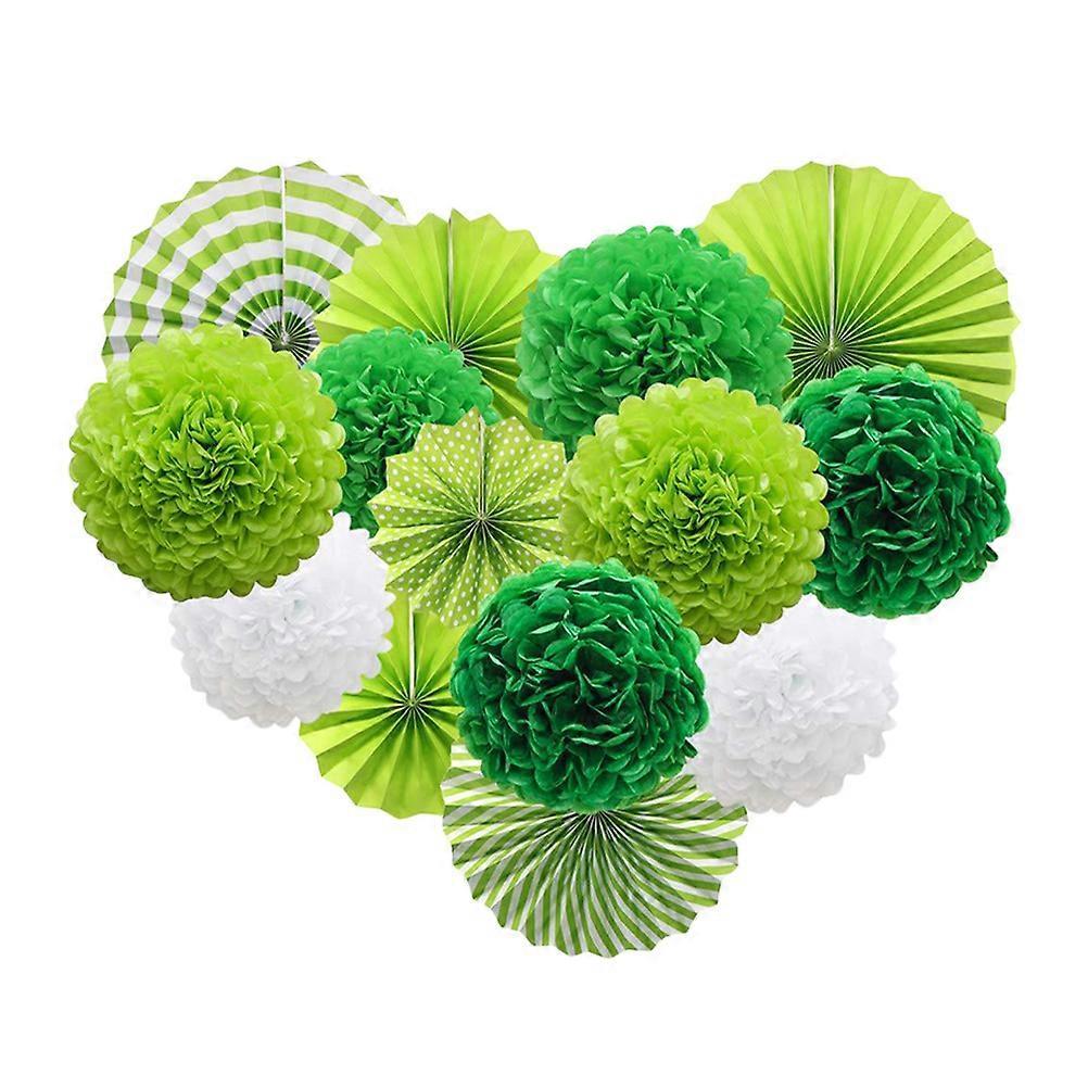 Assorted Green Paper Fan Flower Set