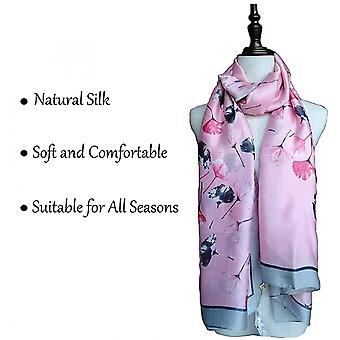 Womens 100% Large Mulberry Silk Scarf Long Satin Scarf Fashion Designer Scarf Lightweight Wraps, 2022423-04