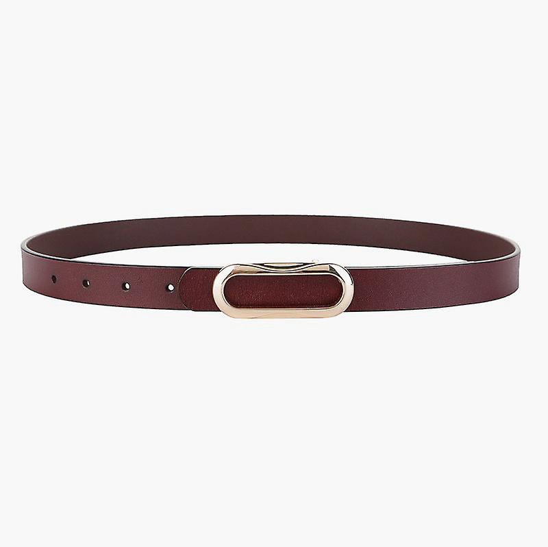 Women Belts Leather Smooth Buckle Belt Women's Cowhide Thin Belt Rectangular Casual All-matching Genuine Leather Belt