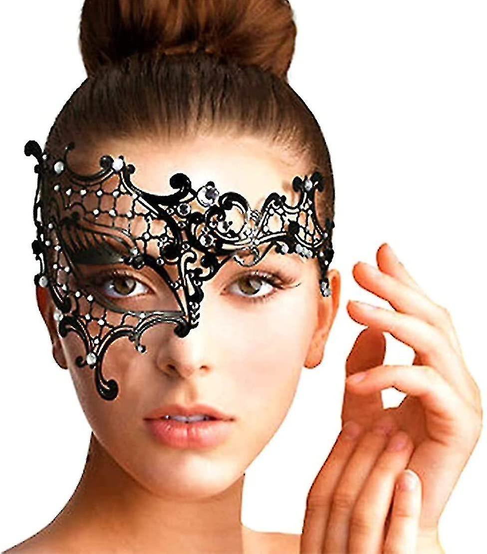 Maschera di travestimento per le donne mezza maschera facciale Principessa stile veneziano in metallo nero Masquerade Ball Maschere SXQ