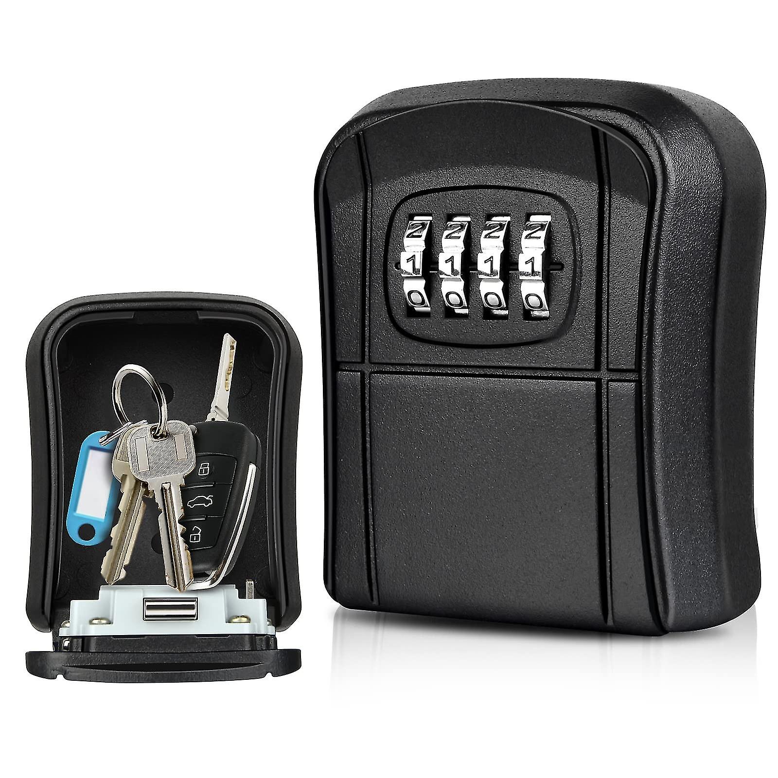 Key Safe Wall Mounted Mini Key Safe Outdoor With 4-digit Numeric Code Key Box Waterproof Indoor Outdoor(black)