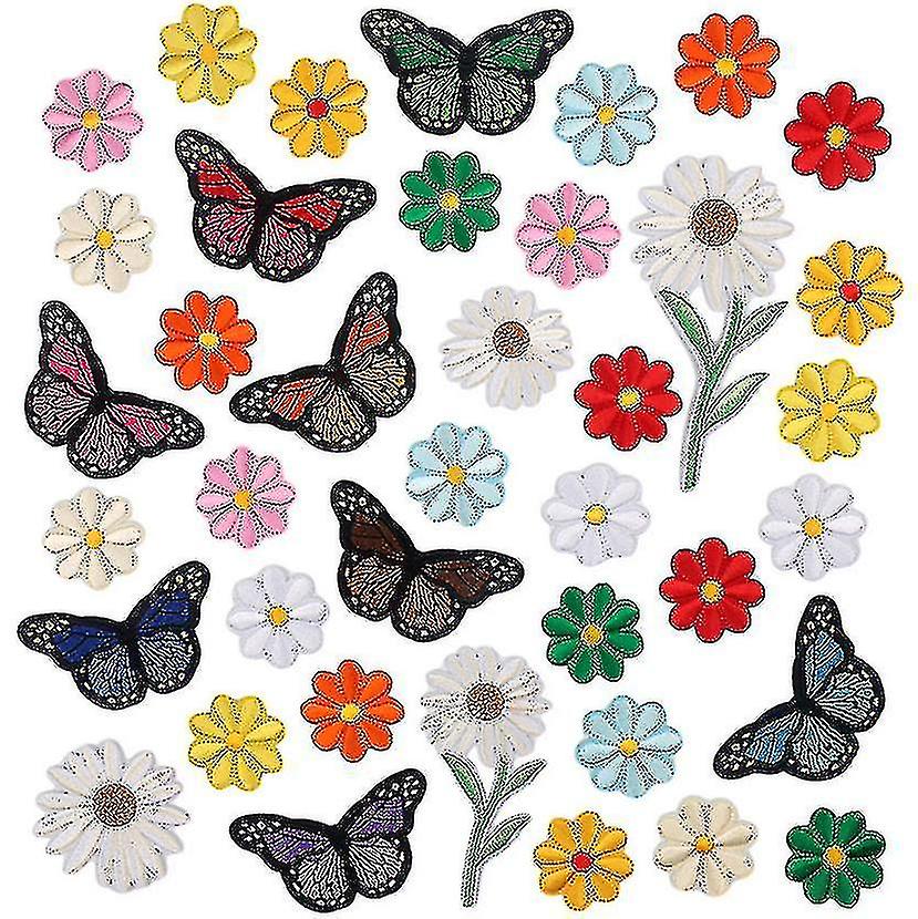 36stk Blomst Appliques Patches Strykejern Brodert Patche Blandet Color-yu