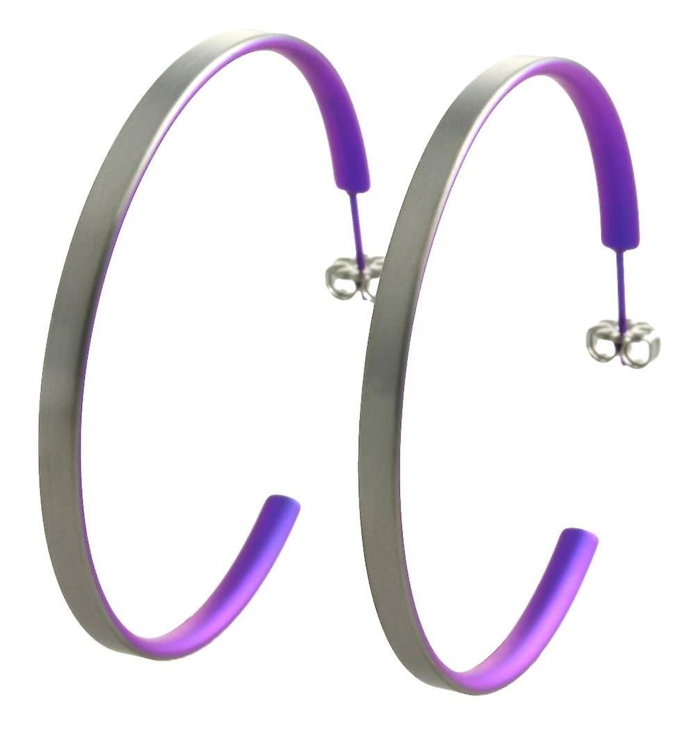 Ti2 Titanium Large Hoop Earrings - Imperial Purple