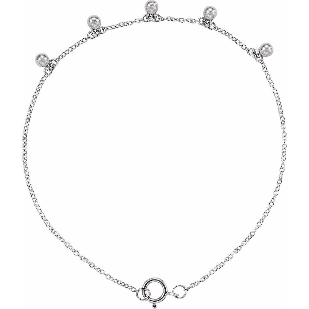 Pulseira de berloques polida em ouro branco 14k de 7 polegadas para mulheres - 1,7 gramas