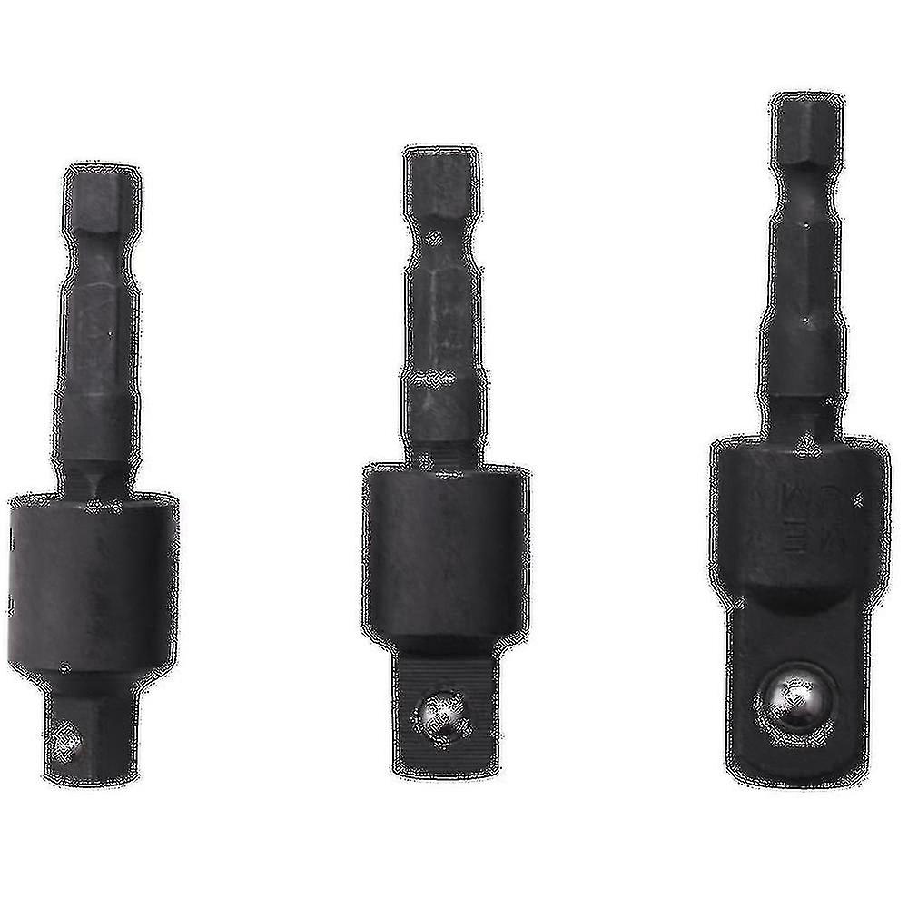 3pc Wobble Socket Adapters Universal Joint Swivel Socket Set, 1/4 Inch Hex To 1/4 3/8 1/2 Square So