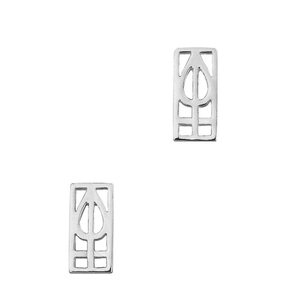 Charles Rennie Mackintosh Art Nouveau Lattice Lines Stud Style Pair Of Earrings