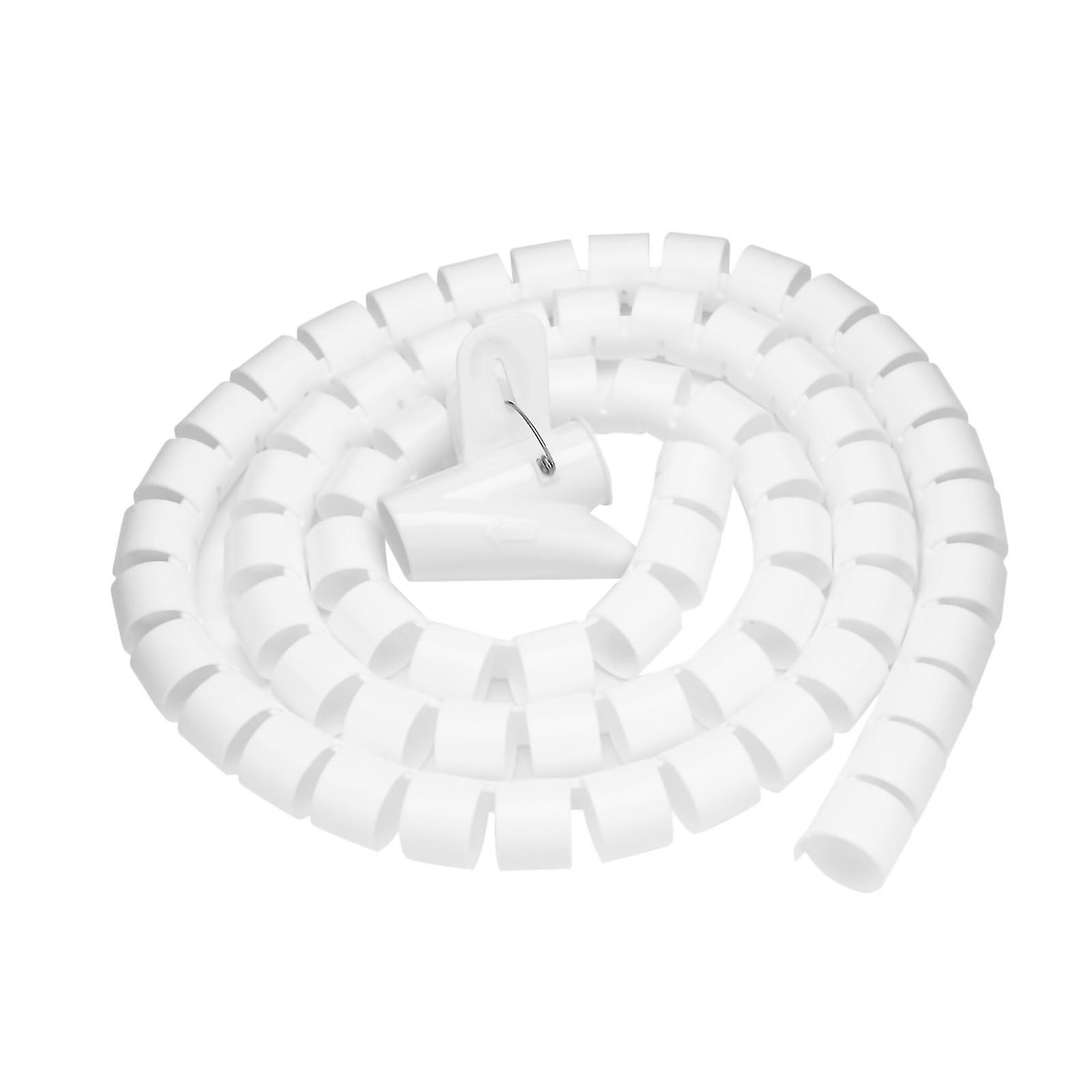 Flexible Spiral Tube Cable Organizer Wire Wrap Cord Protector Wire Storage White 1.5m * 28mm