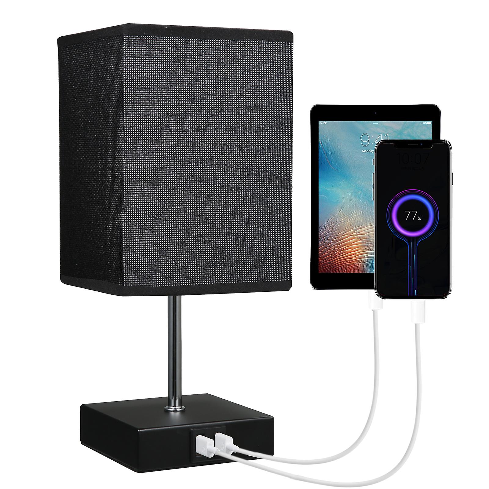 Table Lamp Bedside Desk Lamp Modern Tabletop Lamp Dual Usb Charger