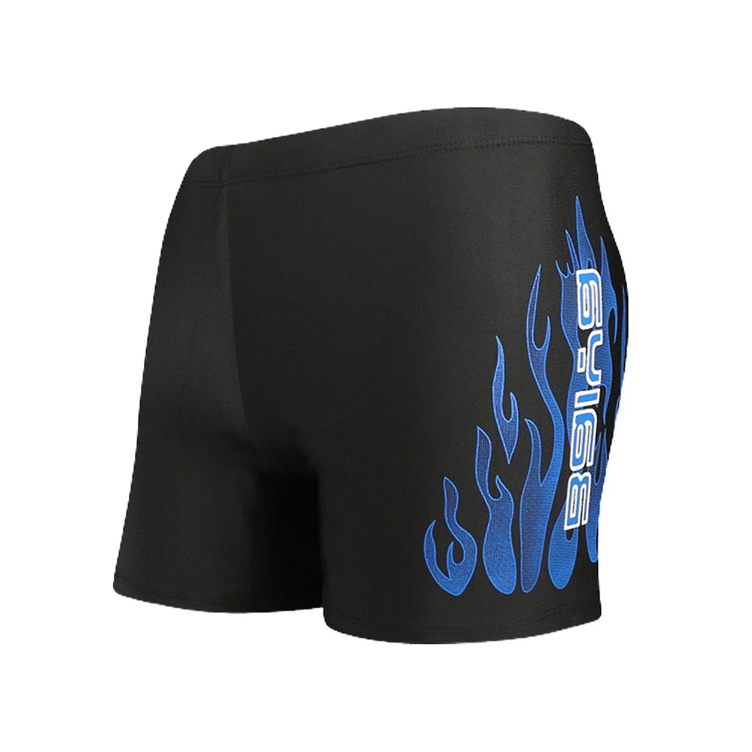 Inside Drawstring Mid Waist Swimming Trunks Flame Print Bathing Short Pants for Vacation
