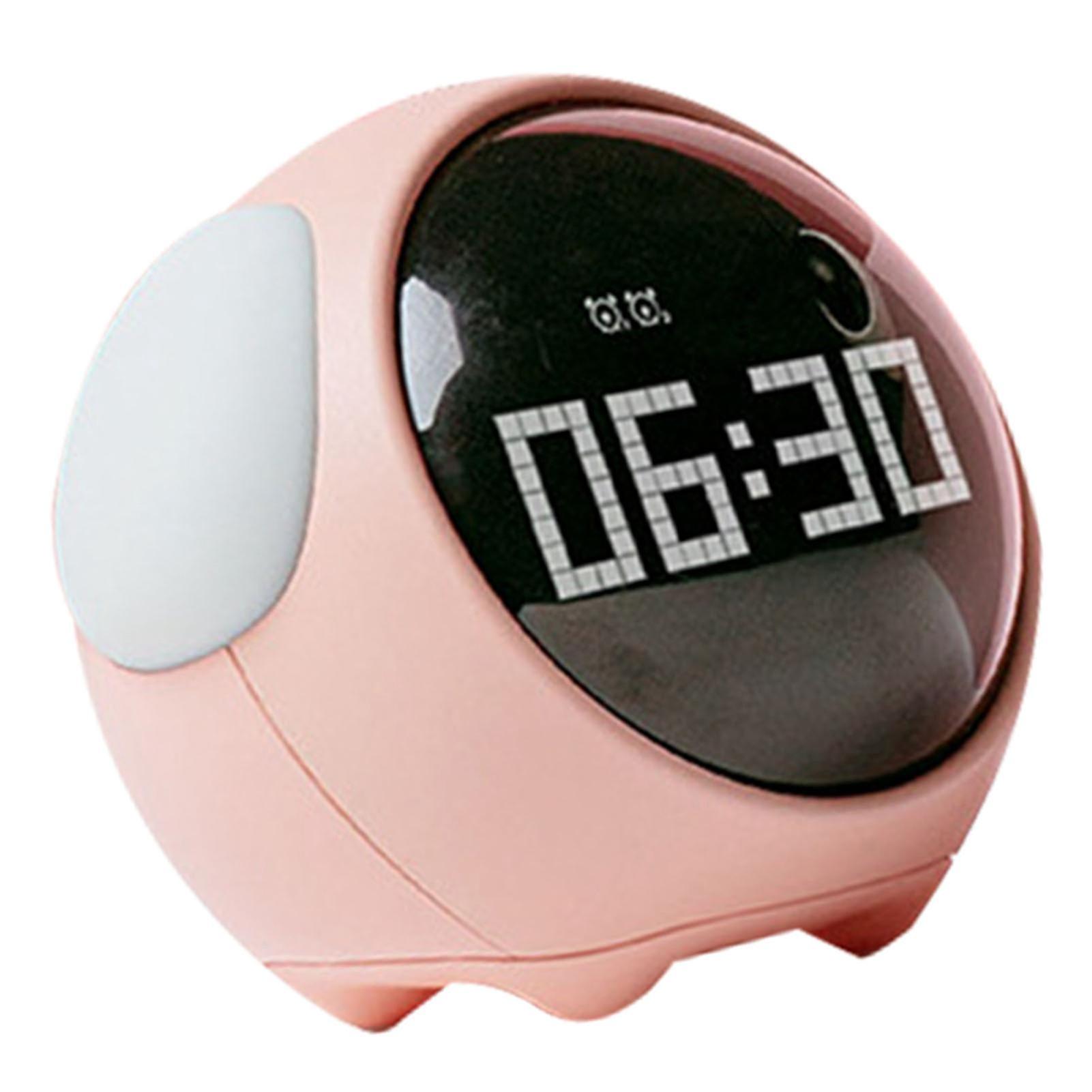 Expression Clock Cute Dog Shape Multifunctional LED Digital Alarm Clock Voice Activated Night Light Pink 