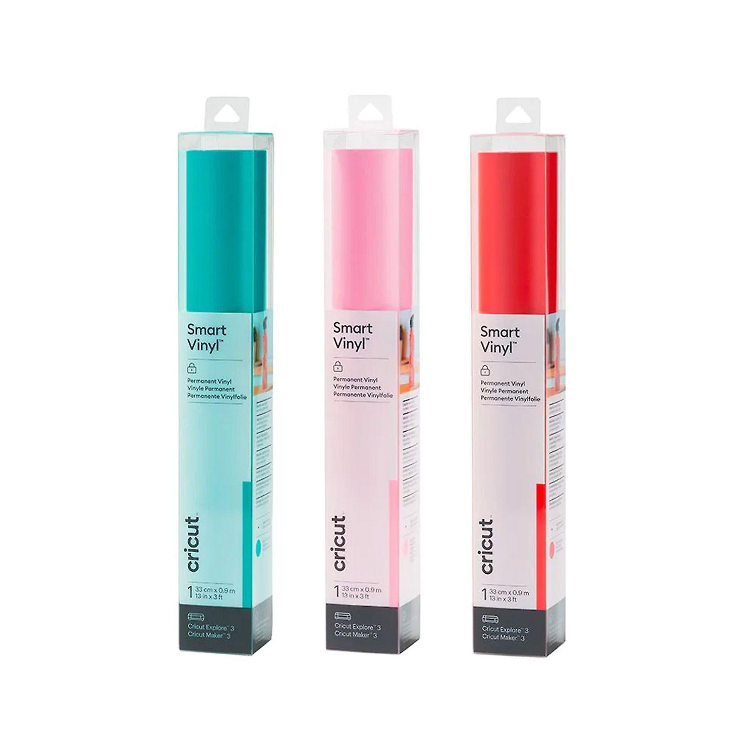3 permanent vinyls 91 x 33 cm - Aqua, red, light pink