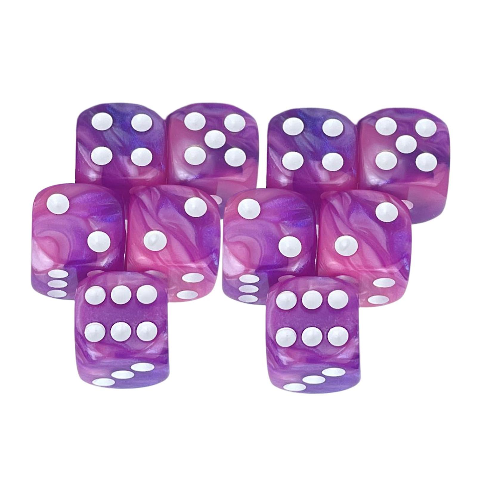 10Pcs D6 Dices Set Polyhedral Dices for Party Favors Family Gathering Cafe Style B