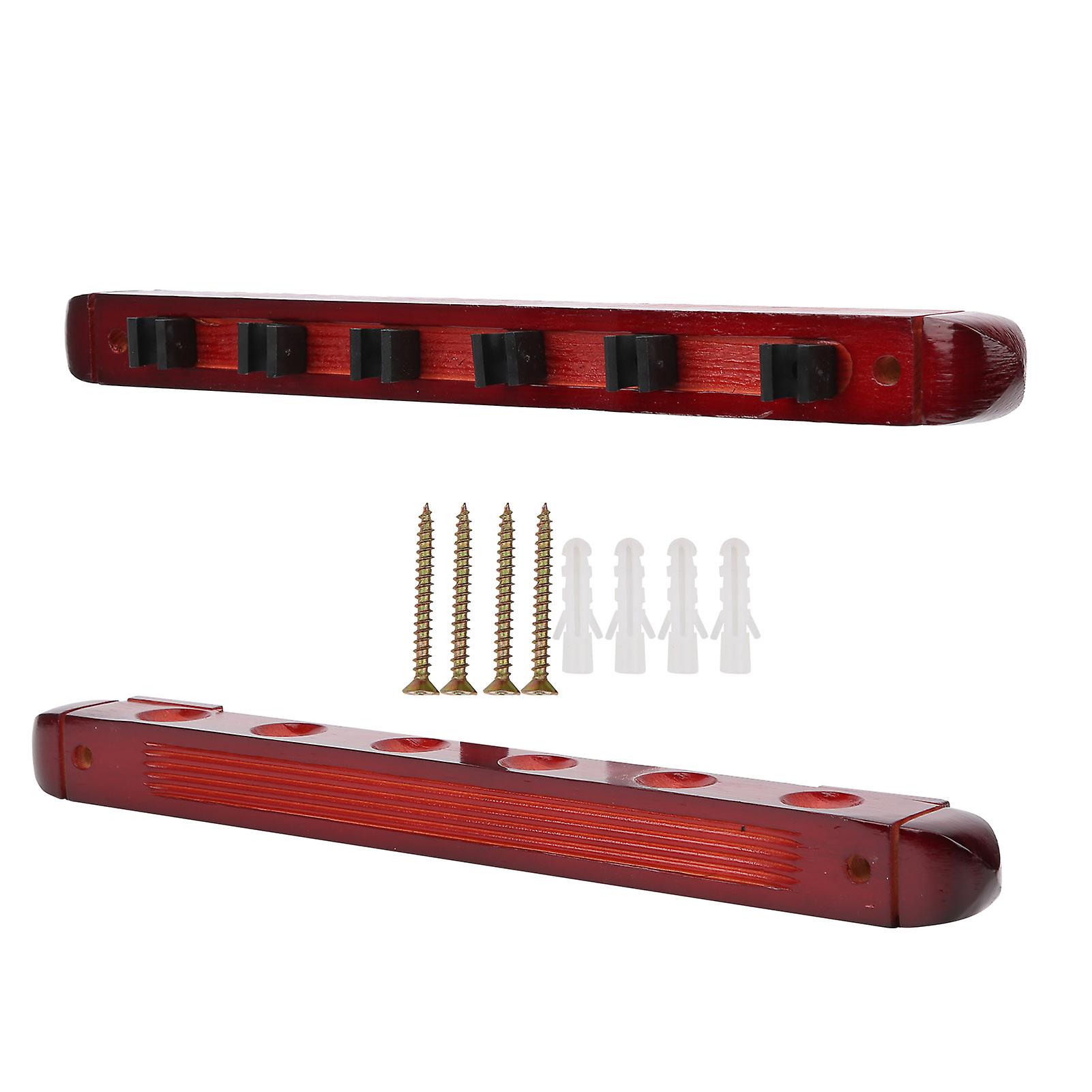 Wooden Pool Cue Rack Wall Mounted 6 Sticks Billiard Accessory
