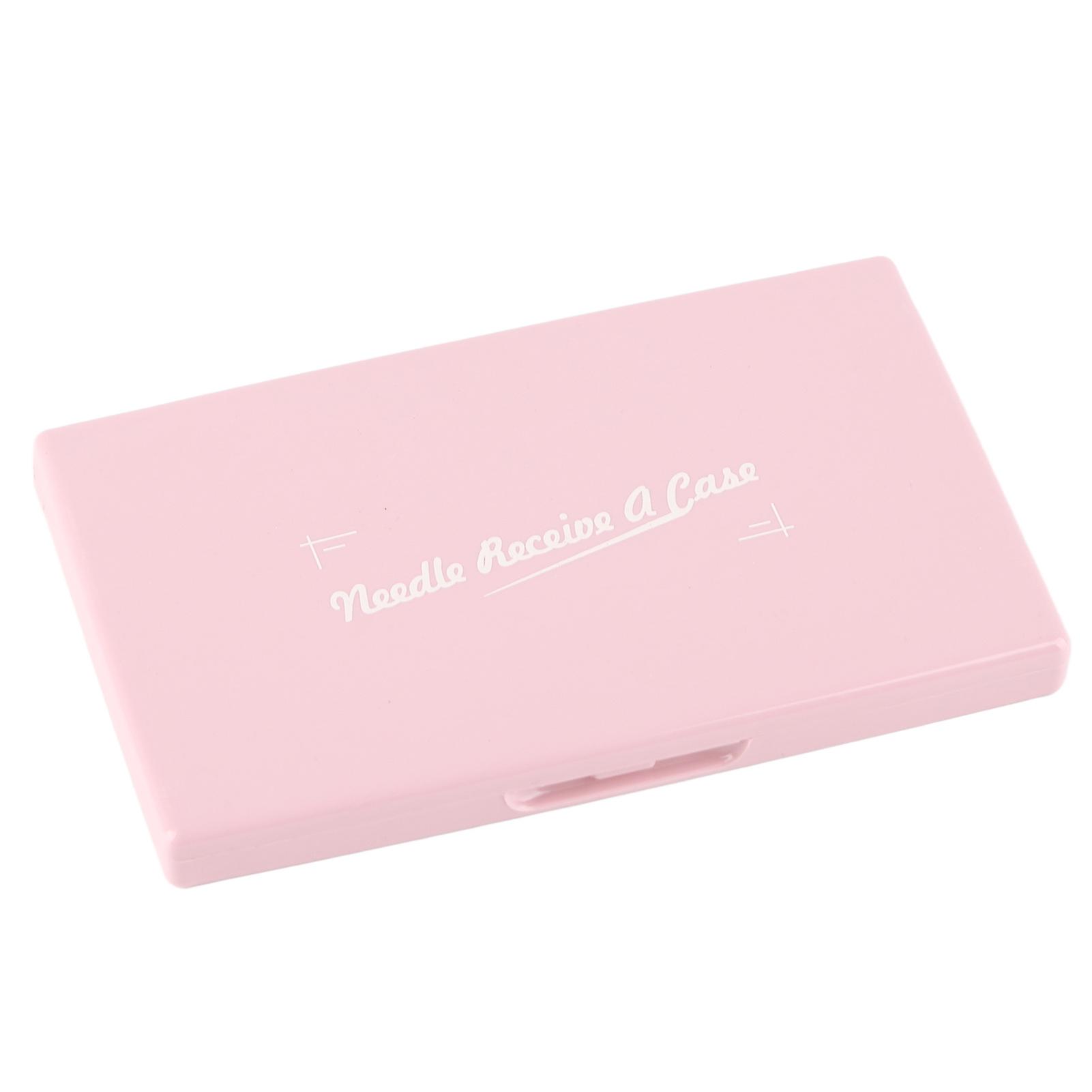 Magnetic Needle Case Pink Plastic Shell Light Portable Compact Stitching Pin Storage Box for Sewing Needlework 