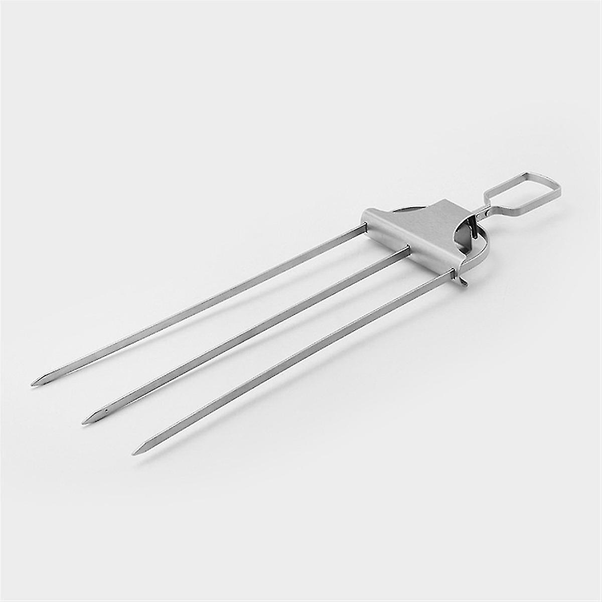 3 Way Skewers,Metal Skewers for Grilling, 3- Barbecue Skewer,Metal Grill Skewer with Push Bar Slider