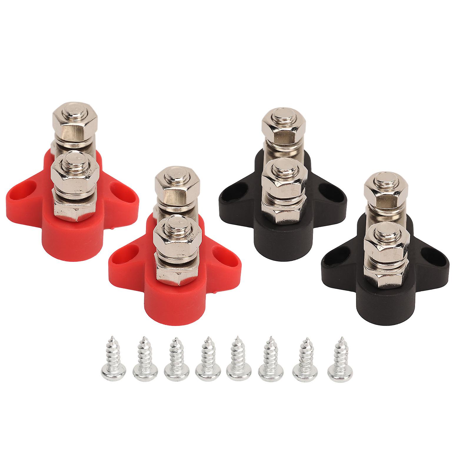 4 Pcs Battery Power Stud 150A DC 12V 48V M8 Dual Distribution Terminal Junction Post Block Bus Bar for Cars RVs Boats Trucks