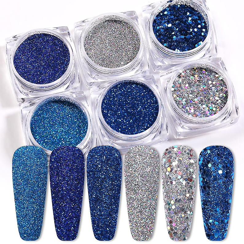 6 spiker glitter , Nail dekorasjoner