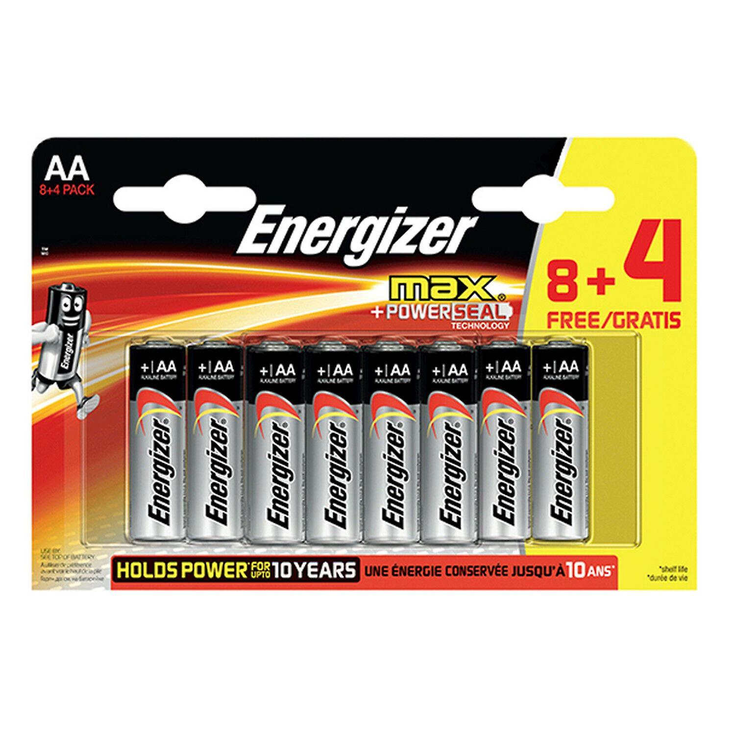 Energizer Max Power Seal AA Batteries 8+4 Pack
