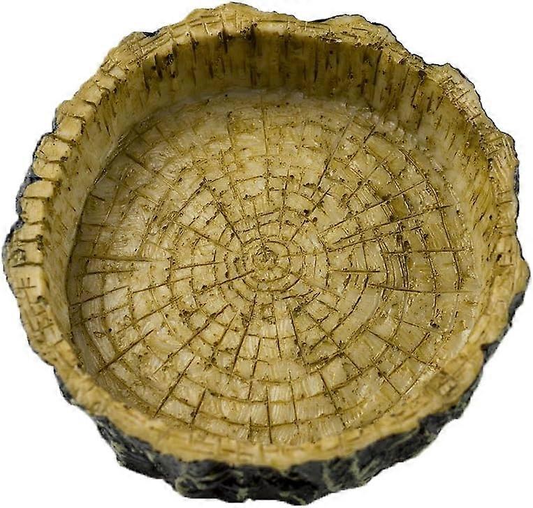 Natural resin reptile bowl with tree bark.
