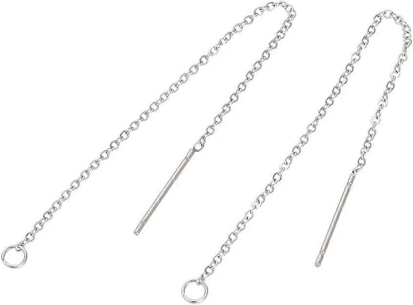 50 Pairs 98mm Hypoallergenic Ear Threads 0.5mm Wide Stainless Steel Earring Thread Tassel Ear Threads Earrings with Loop Drop Earrings for Earring Mak