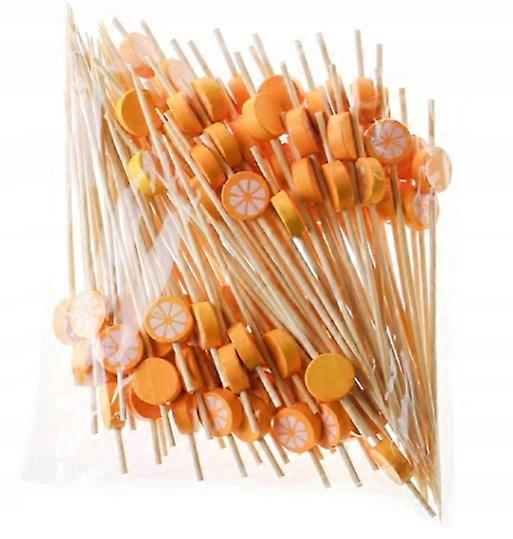 Decorative Bamboo Toothpicks 100 Pcs Oranges