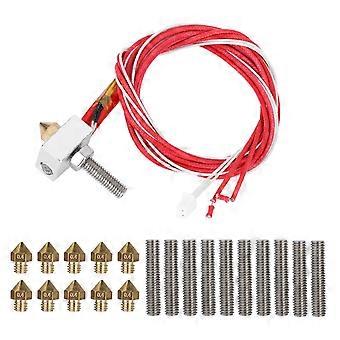 3D-Drucker-Extruder mit Aluminium-Heizblock, 10 Leitungsrohren (30 mm) und 10 Düsen mit 0,4 mm